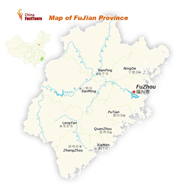 Map of Fujian, Map Fujian China