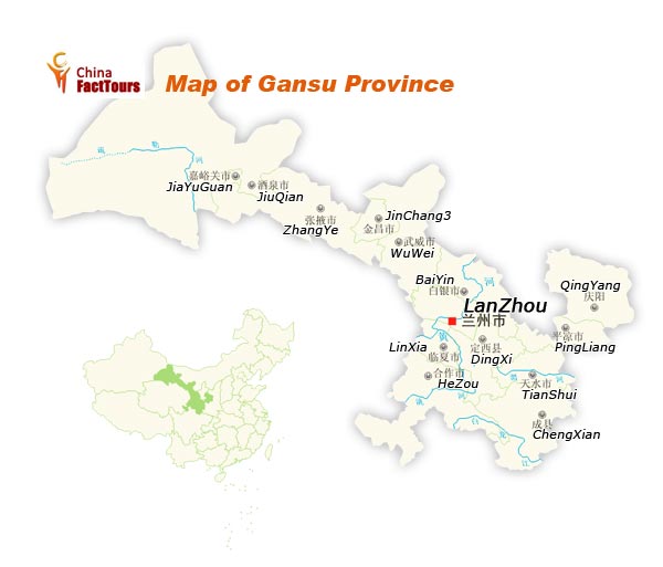 Map of Gansu, Gansu Map, Gansu China