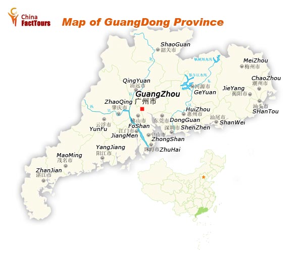 Map of Guangdong, Map Guangdong, China Guangdong