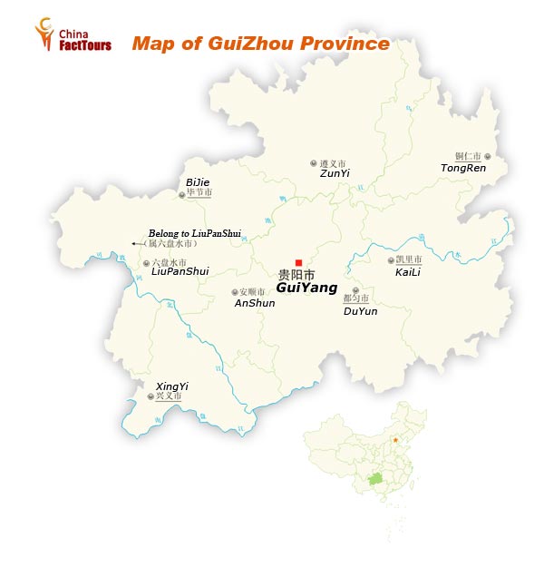 Map of Guizhou, Guizhou Map, Guizhou Travel, China