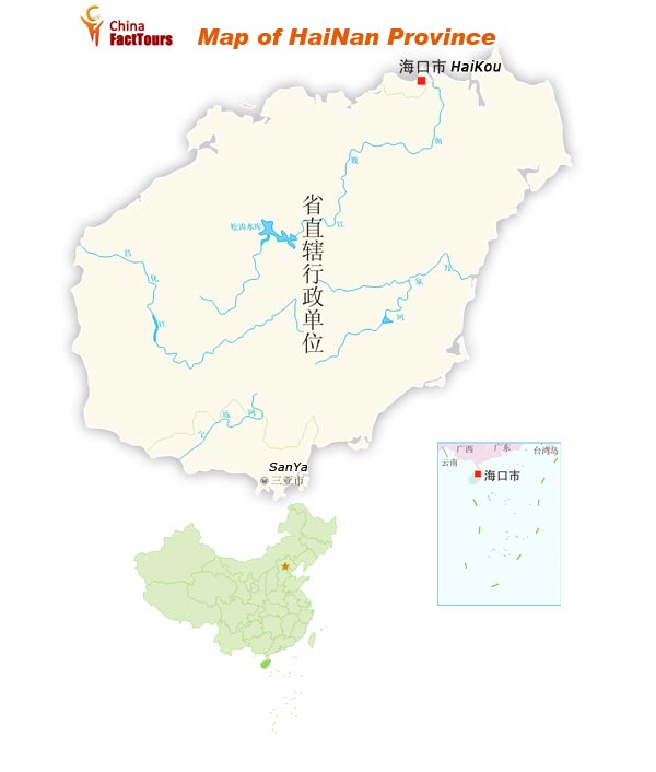 Map of Hainan, Hainan Map, Hainan Sanya China