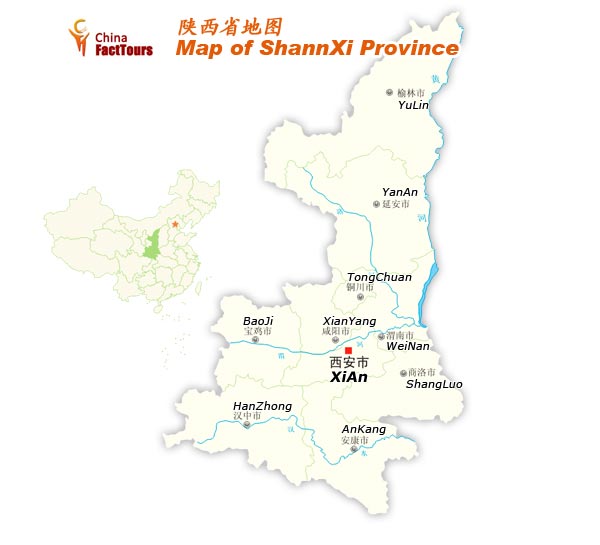 Map of Shaanxi, Shaanxi Province, Shaanxi China