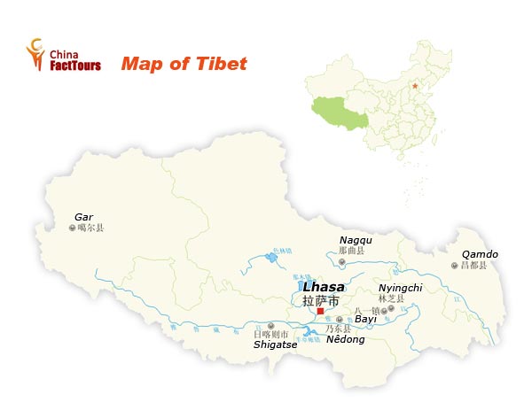 Map of Tibet, Tibet China Map