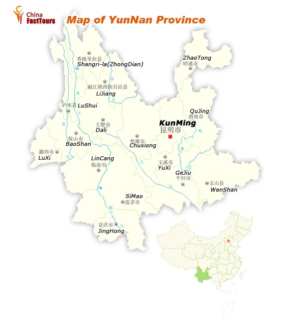 Map of Yunnan