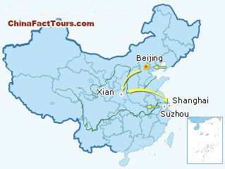 Beijing Xian Shanghai Suzhou Tourist Map