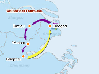 Suzhou Shanghai Hangzhou Tourist Map