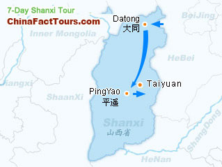 Datong and Pingyao Tourist Map Guide