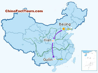 Beijing Xian  Guilin Tour Map