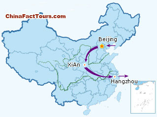 Beijing Xian Hangzhou tourist map