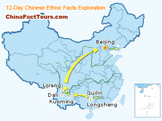 Guilin,  Longsheng, Yunnan, Beijing Tourist Map