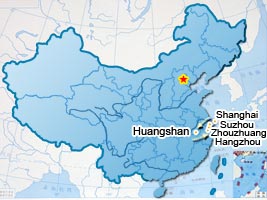 Shanghai, Huangshan, HangzhoSuzhou tourist map