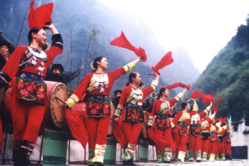 The Tujia women in Zhangjiajie celebrate the Tujian New Year